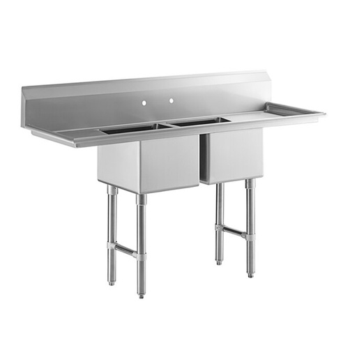 [HE-S2C1824-14L+R-16G] RIGID - SINK - 2 BOWL 2 DRAINBOARD